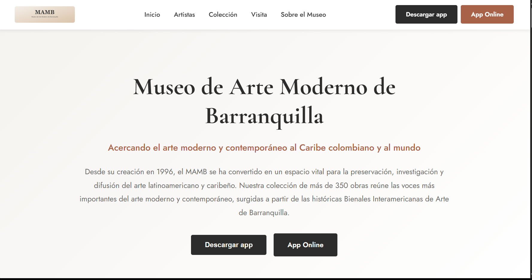 Landing page del proyecto MAMB