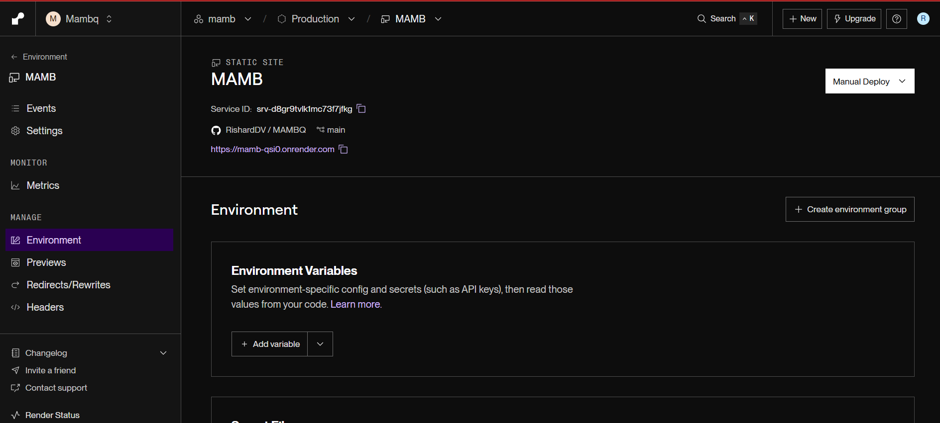 Proceso de despliegue en Render